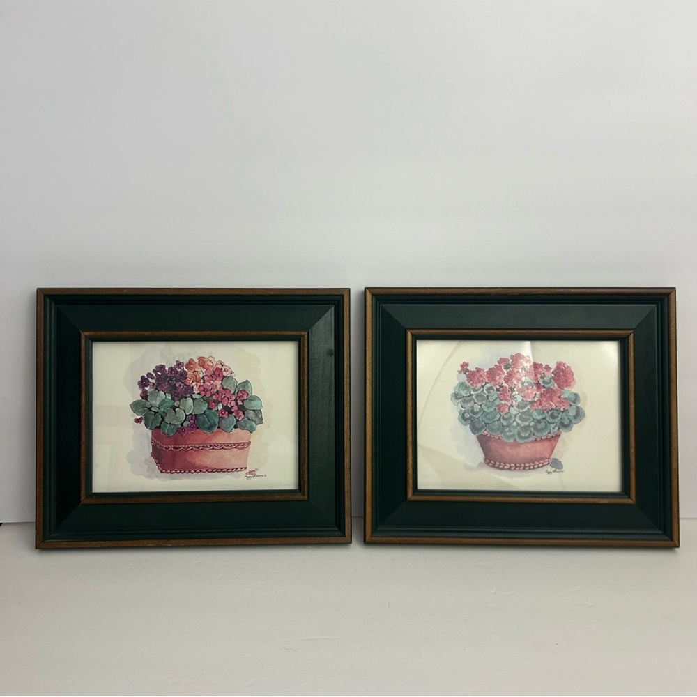 Peggy Abrams set of two floral framed artwork prints pictures